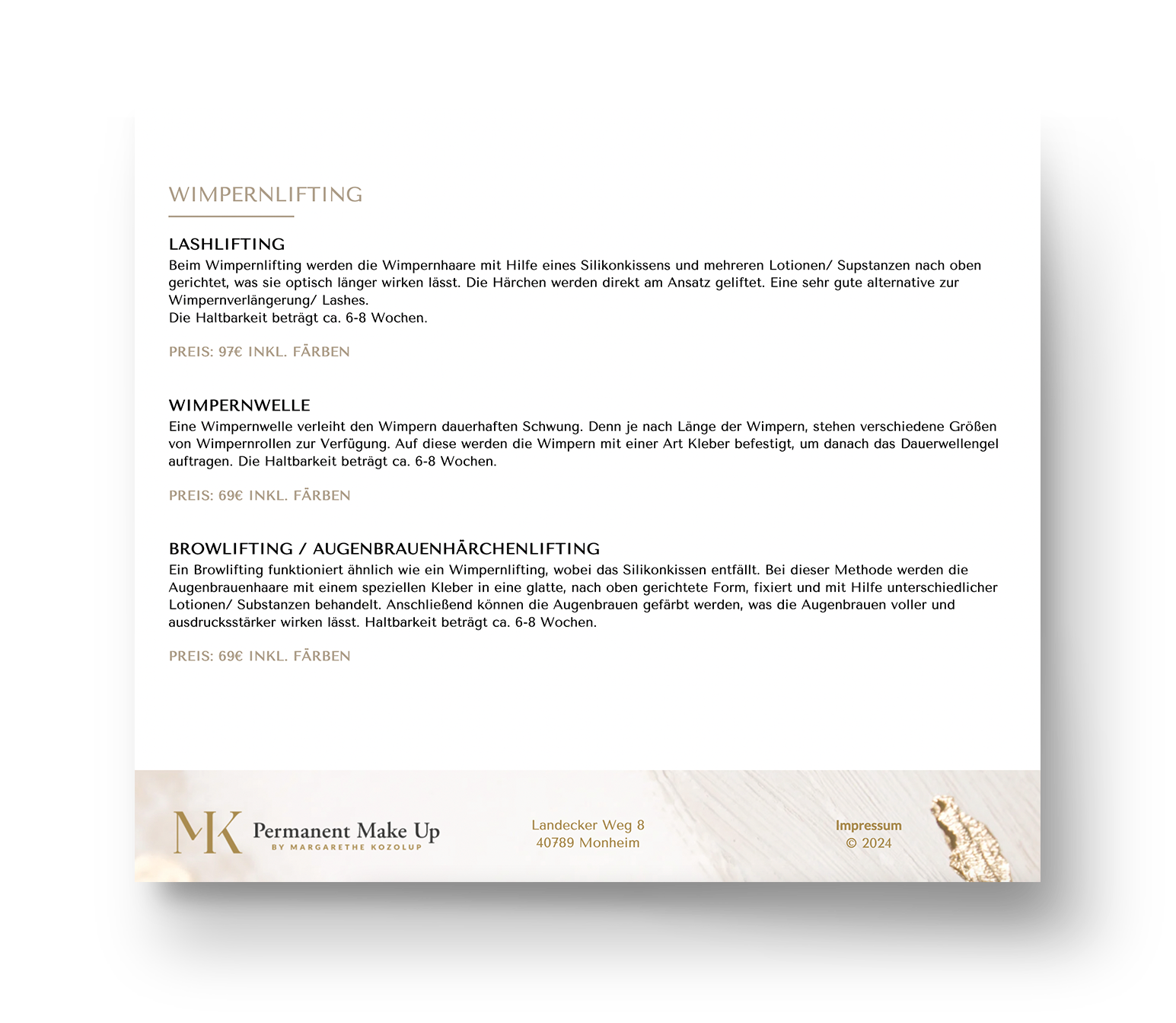 mk permanent make up details